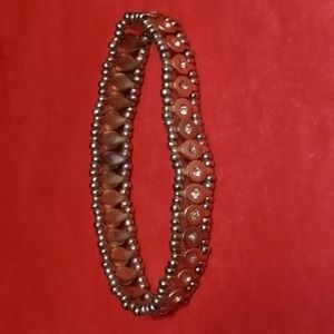 White rhinestone gold tone 7 " bracelet. (Sku 118)